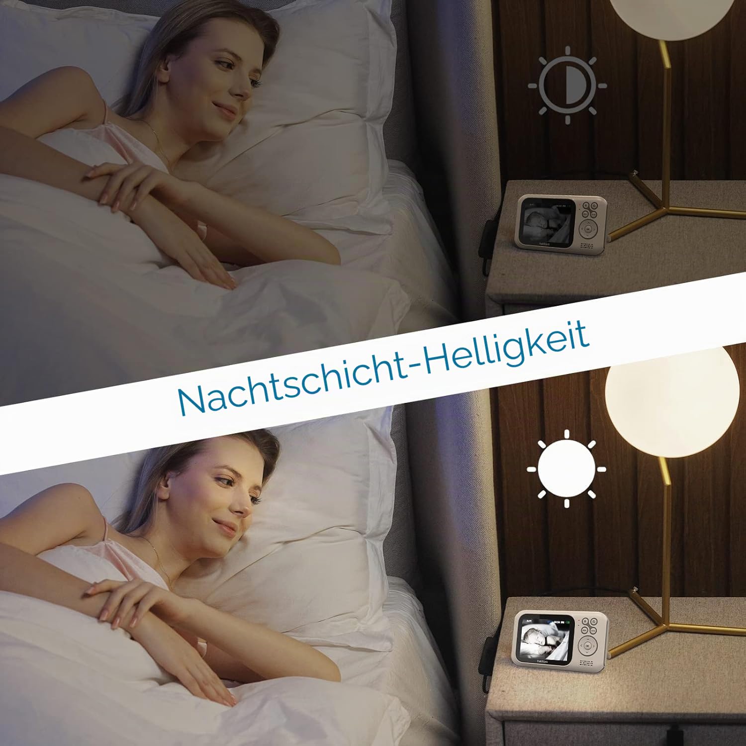 TakTark Babyphone mit Kamera, Babyfon mit 3.2'' Video Baby Monitor, Kamera und Audio Babyphone mit Zoom, VOX Funktion, Gegensprechfunktion, Nachtsicht, Temperaturüberwachung