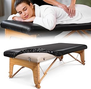 PU Leather Massage Table Cover Fitted with Elastic Band, Waterpoof Oilproof, 71x31.5 in Massage Bed Cover Protector, ONLY ...