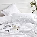Ensemble de housses de couettes de la Reine Maple &Stone, 3 Pièces Tufted Boho Ensembles de literie à fermeture à glissière Design avec cravates, 1 Couverture de couettes + 2 Shams d'oreiller, Comforter NOT Inclus (blanc, taille de la Reine)