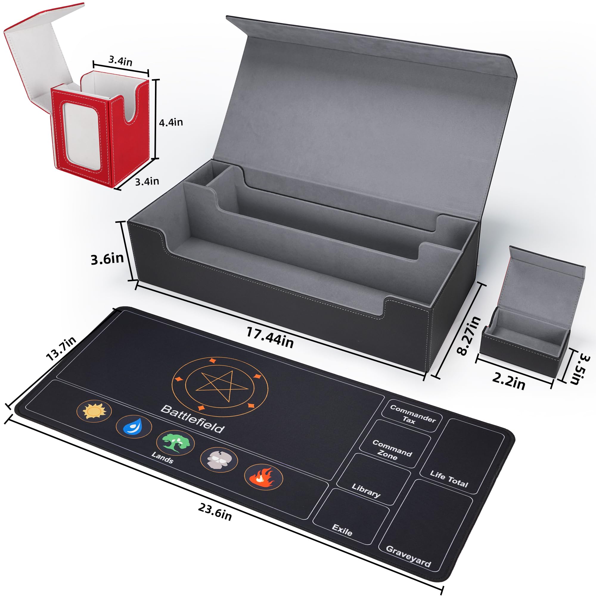 Amazon.com: AFIING MTG Deck Box 6 In1 with MTG Playma,Premium Card Storage  Box with 5 Pcs MTG Deck Box Holds 2400+ Trading Cards, Large TCG Card Deck  Case for Magic Yugioh Sports