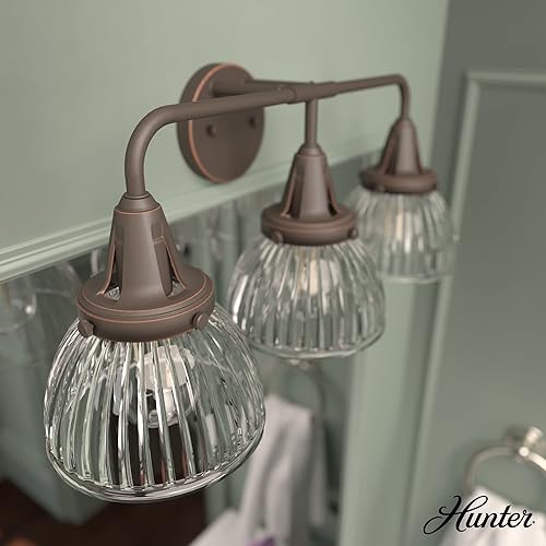 Miniatura 2 de Hunter - Cypress Grove - 19258 - Lámpara de tocador de 3 luces, de tamaño mediano, regulable, estilo de transición, para dormitorios, cocinas,