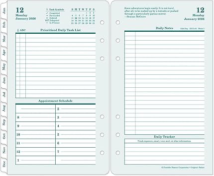 FranklinCovey - Original Planner Refill | Two Pages Per Day Ring-Bound Pocket, Jan 2026 - Dec 2026