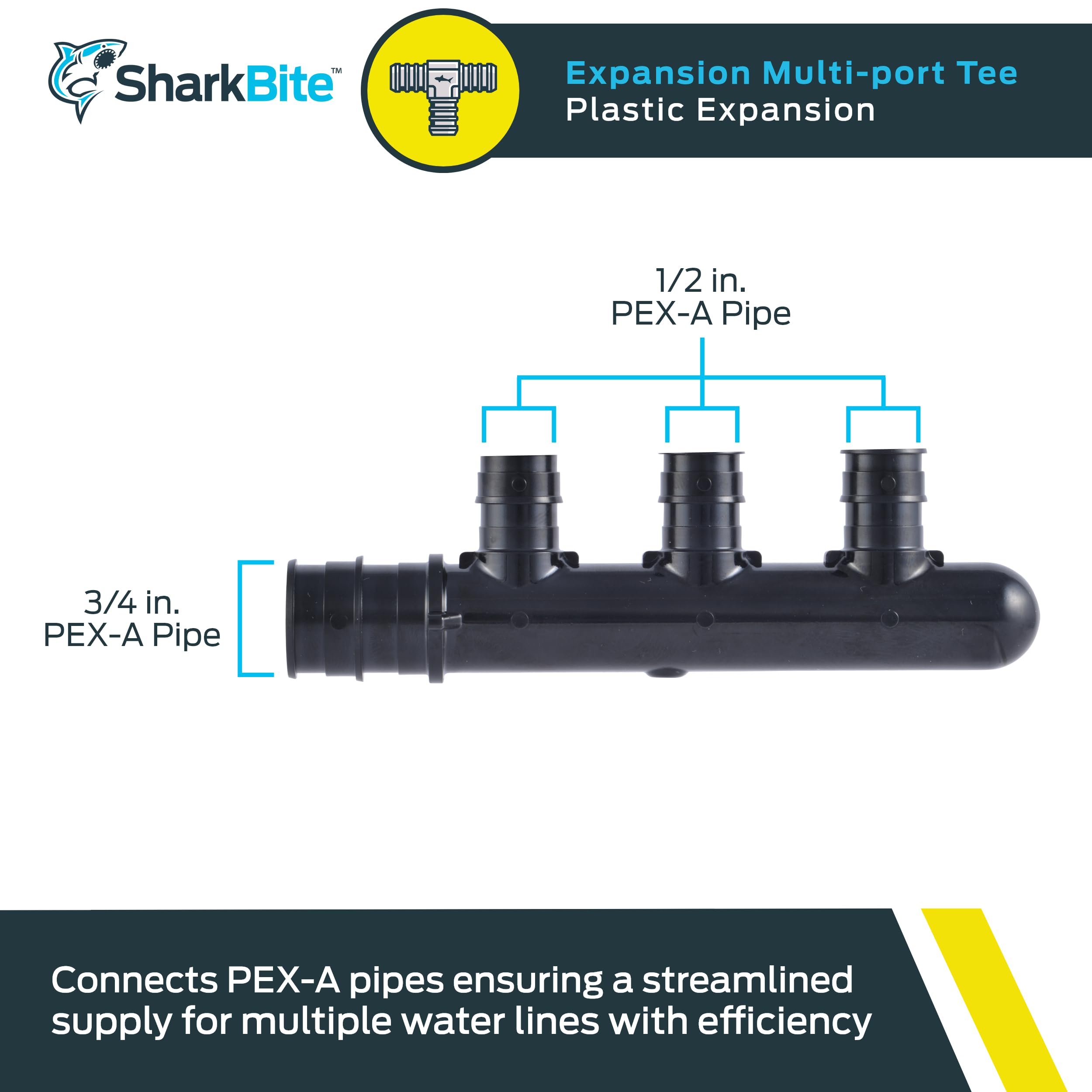 Amazon.com: SharkBite 3 Port PEX Expansion Poly Tee, 3/4 Inch 