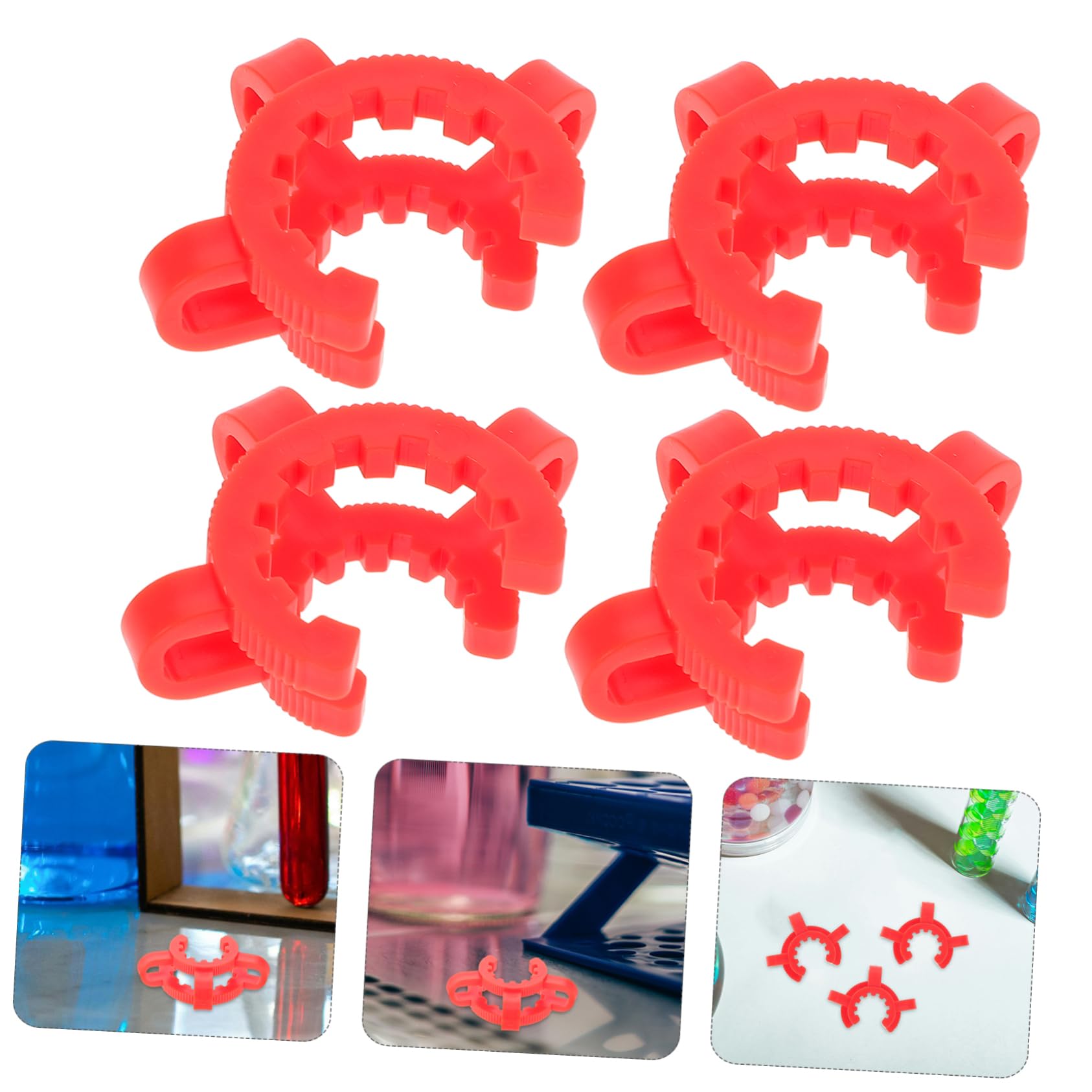 MAGICLULU Lot de 8 Clips pour Joints en Verre en Plastique Rouge Prise Ferme et Utilisation Polyvalente pour Montage en Laboratoire