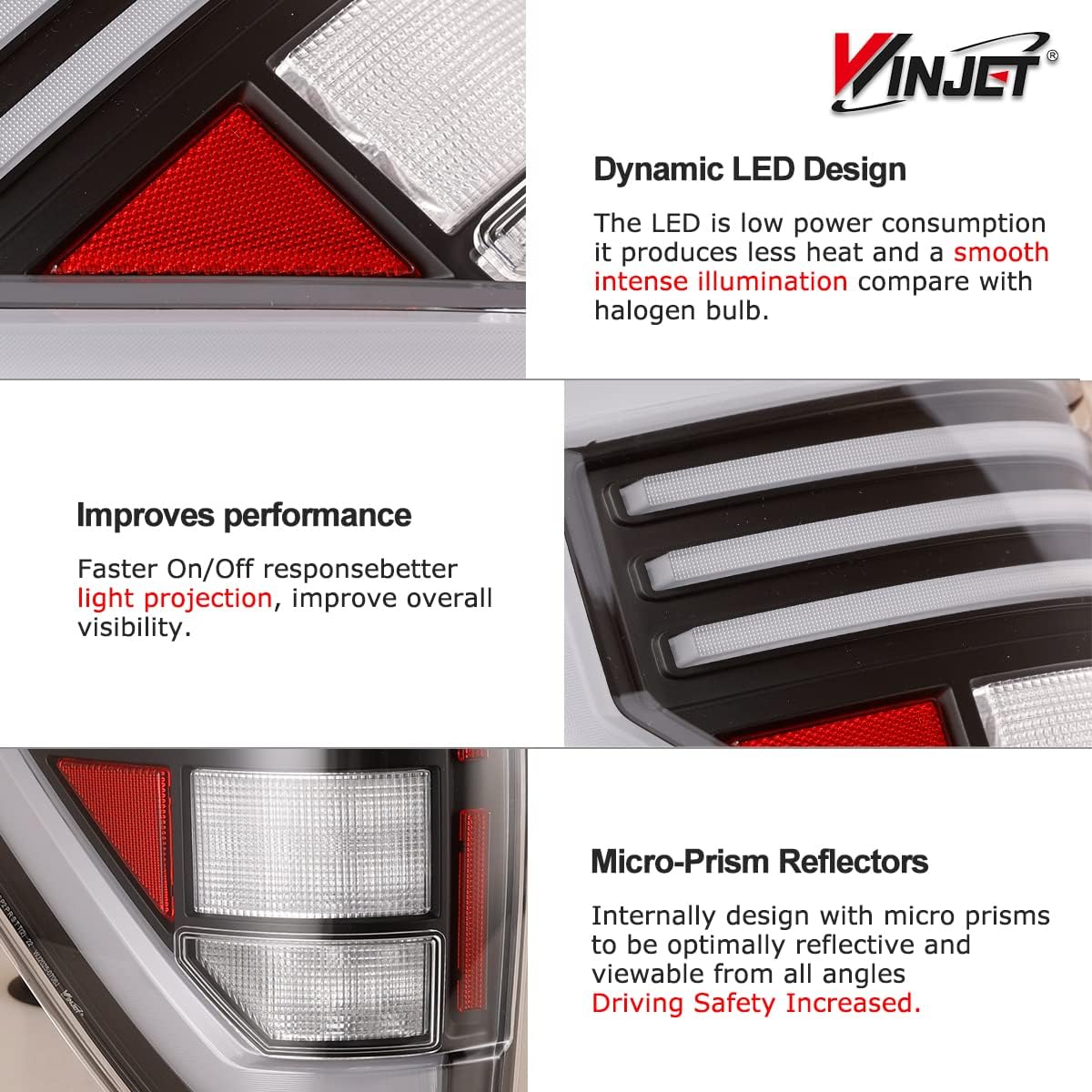 Winjet LED Taillight Assembly Fit For 2009 2010 2011 2012 2013 2014 Ford F-150 Styleside Model, Full Led Taillight Replacement w/Sequential Turn Signal Light (Black Matte Housing Clear Lens)