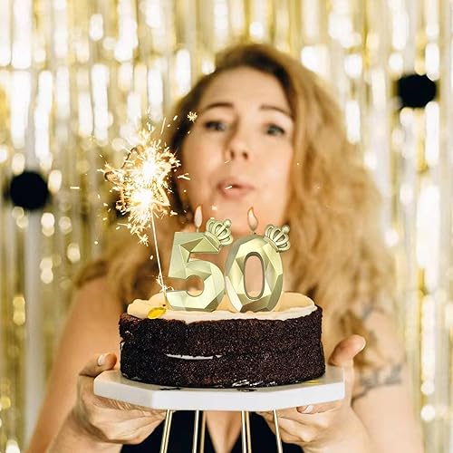 Miniatura 6 de Vela con número de corona de 3 pulgadas, 7 forma de diamante 3D, diseño de corona, vela de cumpleaños adecuada para fiestas de cumpleaños,