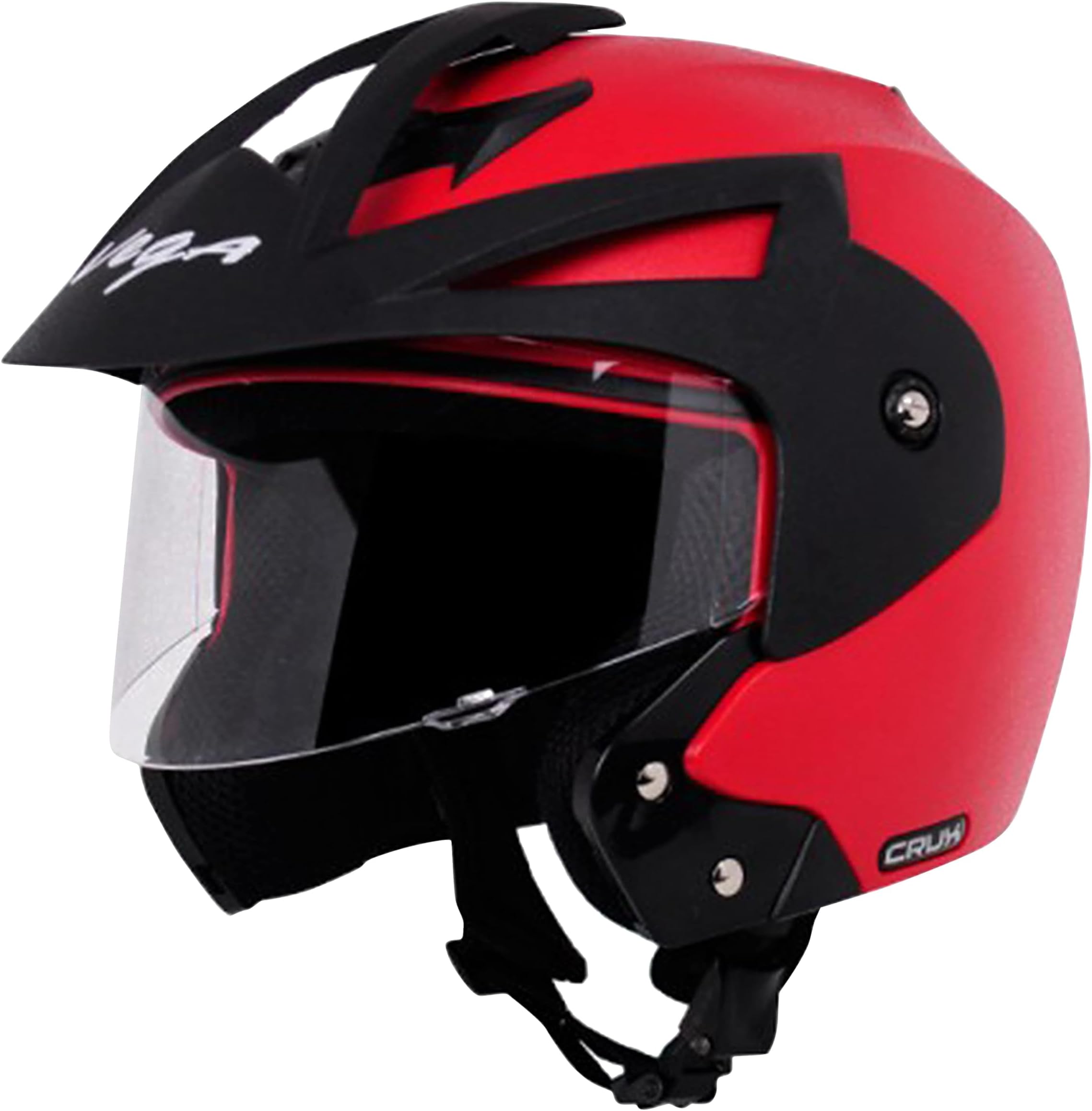 Vega Crux ISI Certified Flip-Up Helmet for Men and Women with Clear Visor(Red, Size:M)