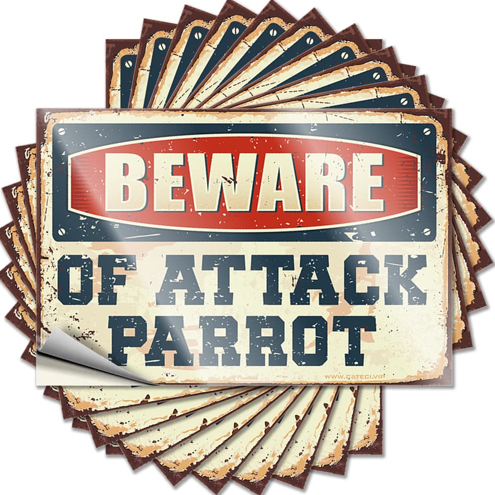 Farmhouse Garage Sticker - Beware of Attack Parrot Aesthetic Durable Sticker Easy Apply for Taupe Decor(8X12CM)