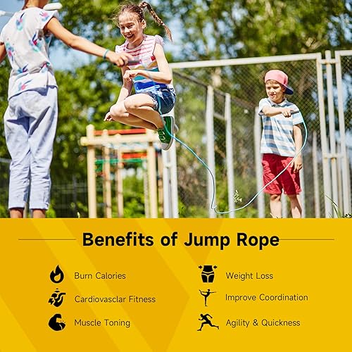 Miniatura 6 de Paquete de 10 cuerdas de saltar ajustables para fitness y ejercicio, cuerda de saltar de PVC para hombres, mujeres y niños, sin enredos para