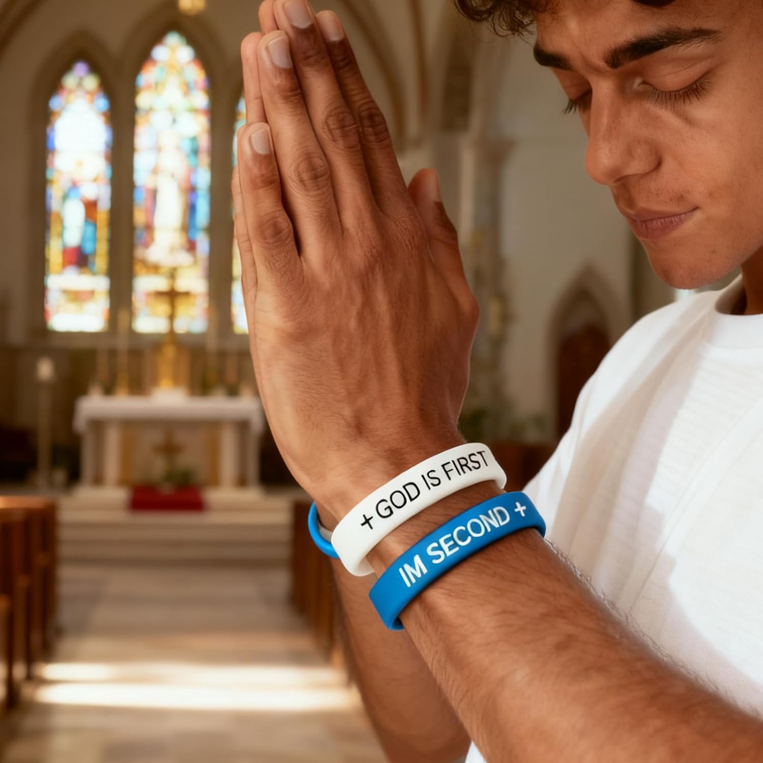 God Is First Bracelet, GOD IS FIRST IM SECOND Christian Religious Faith Rubber Bracelets Engraved Inspirational Bible Verses Cross Silicone Bracelet For Women Men Gifts - Image 5