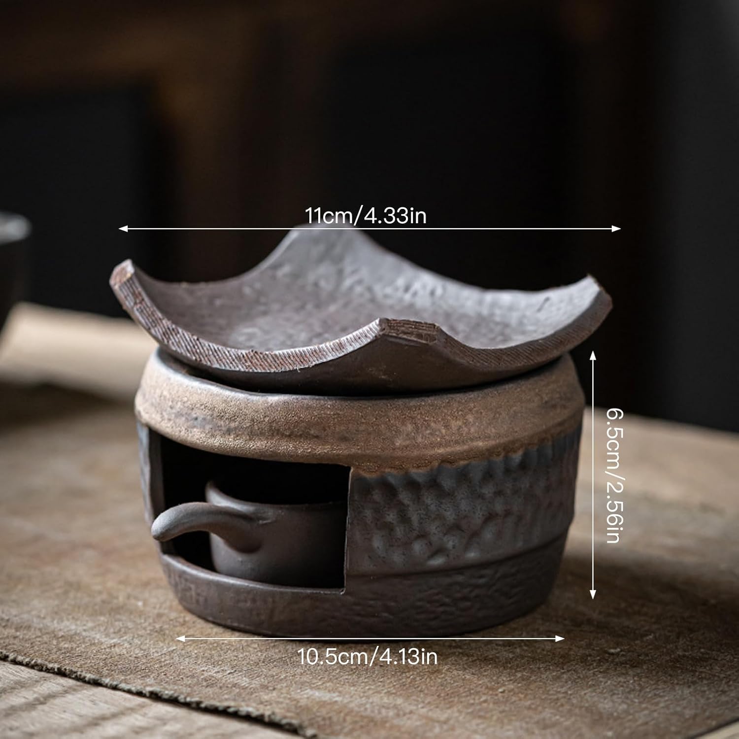 Incense Burner & Candle Warmer | Ceramic Aromatherapy Diffuser Includes Wooden Clips and Pads for Wax Melts, Dried Herbs and Palo Santo | Bedtime Calm, Meditation