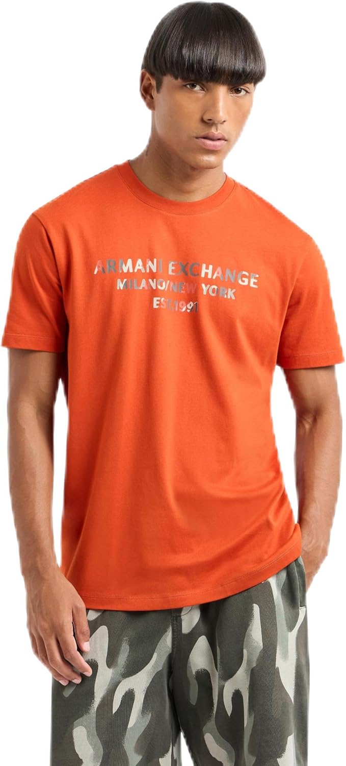 Armani Exchange Men's Milano New York Camo Print Loose Fit Heavy Tee