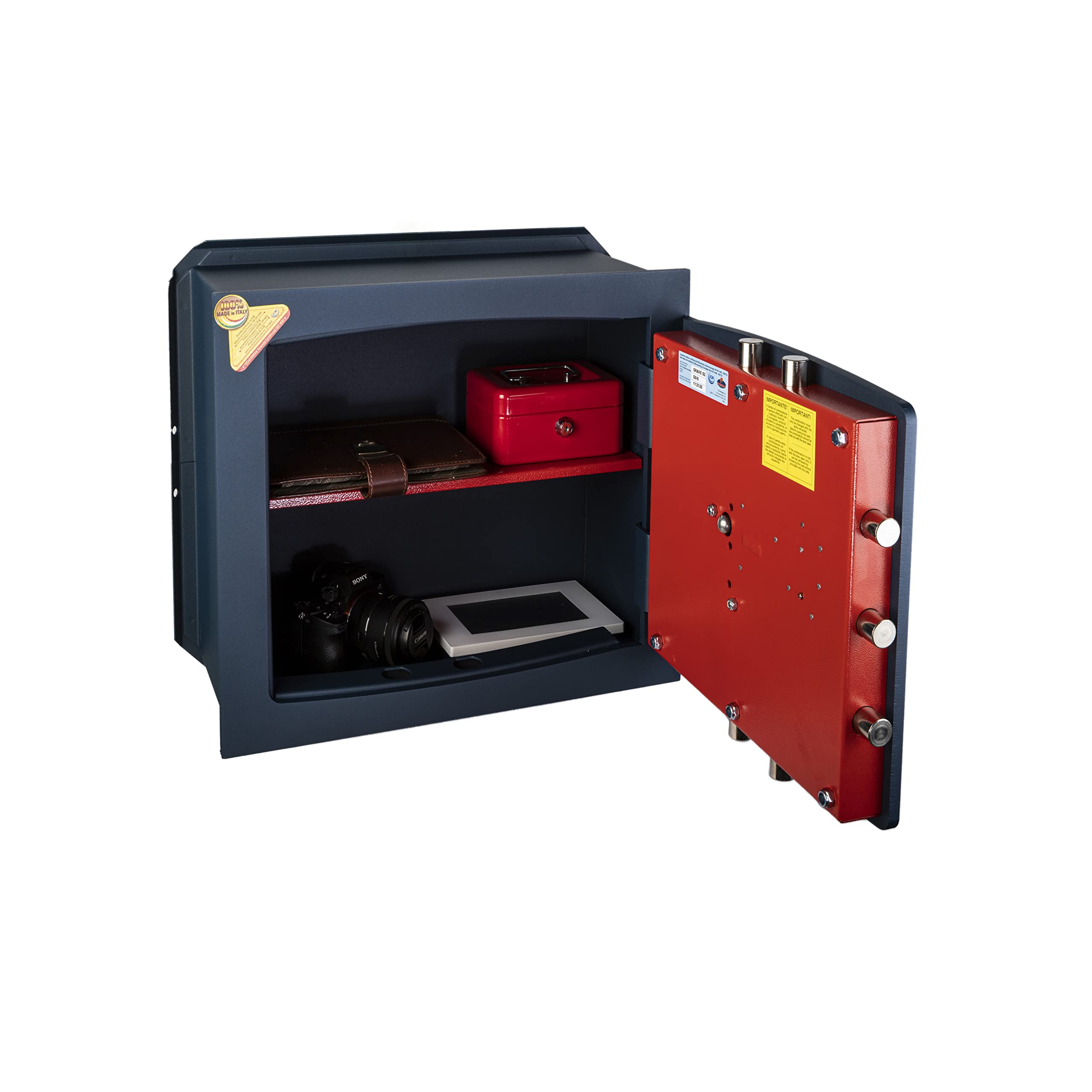 Technomax, Cassaforte a muro, Serie Gold Diplo modello GD/6L, Apertura con Chiave a doppia mappa + Combinatore a 3 Volantini, Dimensioni mm. 420 (H) x 480 (L) x 280 (P)