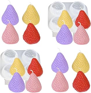 2 Pieces 4 Cavity Strawberry Silicone Mold 3D Strawberry Resin Casting Mould for Decoration Fruit Shape Molds for Soap Resin Plaster Crafts Aromatherapy(strawberry)
