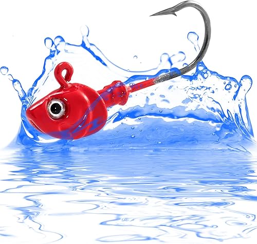 Miniatura 5 de Dr.Fish Paquete de 10 cabezas de plantilla Swimbait, cabezas de plantilla de pesca de agua salada, plantillas planas, ojos 3D, ganchos de acero de