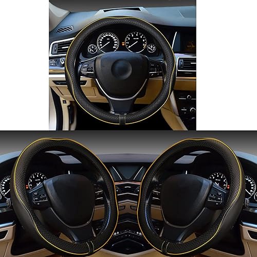Miniatura 48 de Funda para volante de automóvil, antideslizante, segura, suave, transpirable, resistente, gruesa, envolvente completa, estilo deportivo