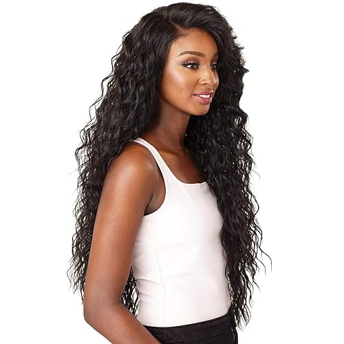 Miniatura 5 de Sensationnel Pelucas de encaje de 13 x 6 pulgadas, Reyna con encaje frontal atado a mano, sin pegamento, sintético con densidad natural prearrancada