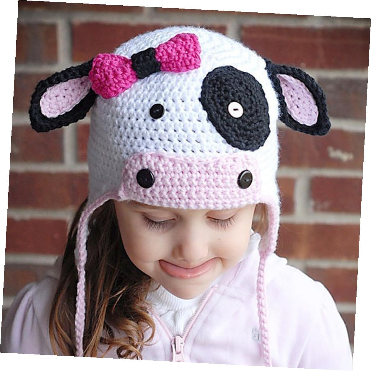 SOLUSTRE Cow Shaped Baby Knit Hat Xmas Woolen Kids Winter Headdress Multi