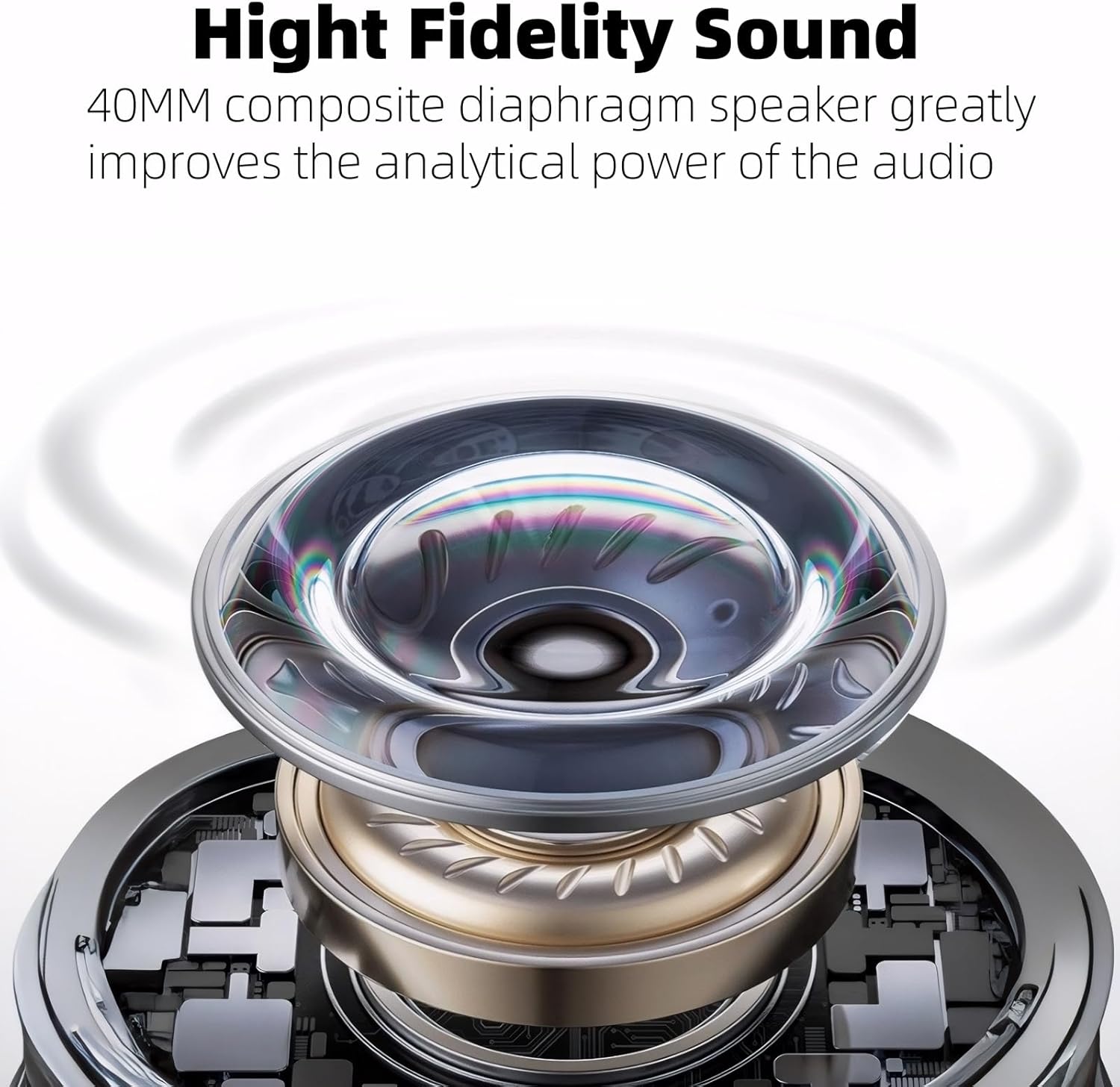 GU-DI Active Noise Cancelling Headphones, Wireless Bluetooth Over Ear Headphones, Hi-Res Audio, Deep Bass, with mic, Foldable Lightweight Headset, Suitable for Travel Home Office Gym Cellphone PC - Image 3