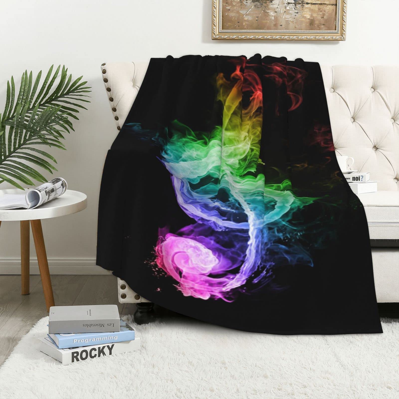Couverture polaire musique pour canapé et lit plaid thermique doux imprimé coloré