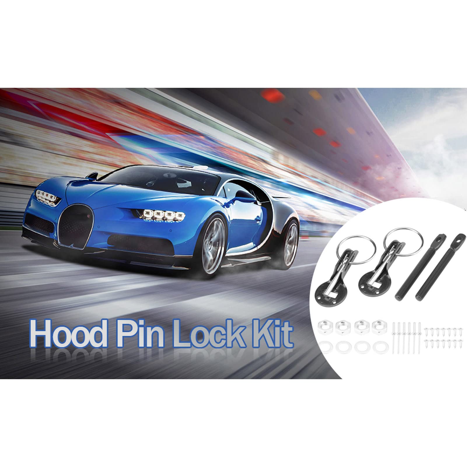 Akozon Universal Bonnet Hood Pin pennen Lock Latch Kit voor racesportwagens default 1