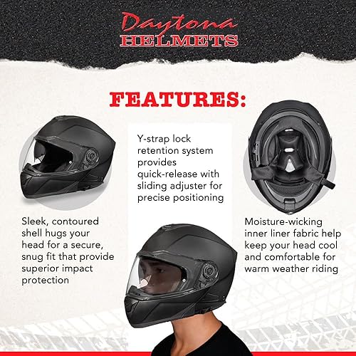 Miniatura 4 de Daytona Glide - Casco ligero para motocross con protección antiarañazos, antivaho, forro EPS de doble densidad, aprobado por DOT, compatible con
