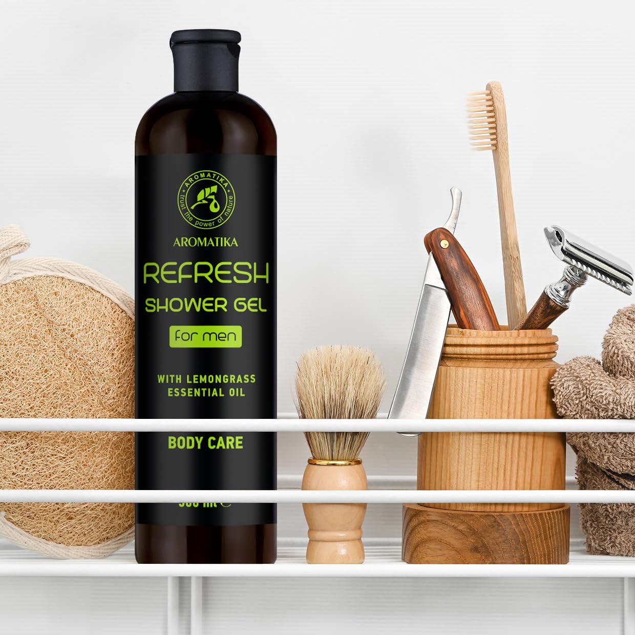 Shower Gel Refresh 500ml, Shower Gel for Men, Gel with Lemongrass Essential Oil, Skin Care, Body Care, Cleansing and Care - Image 4