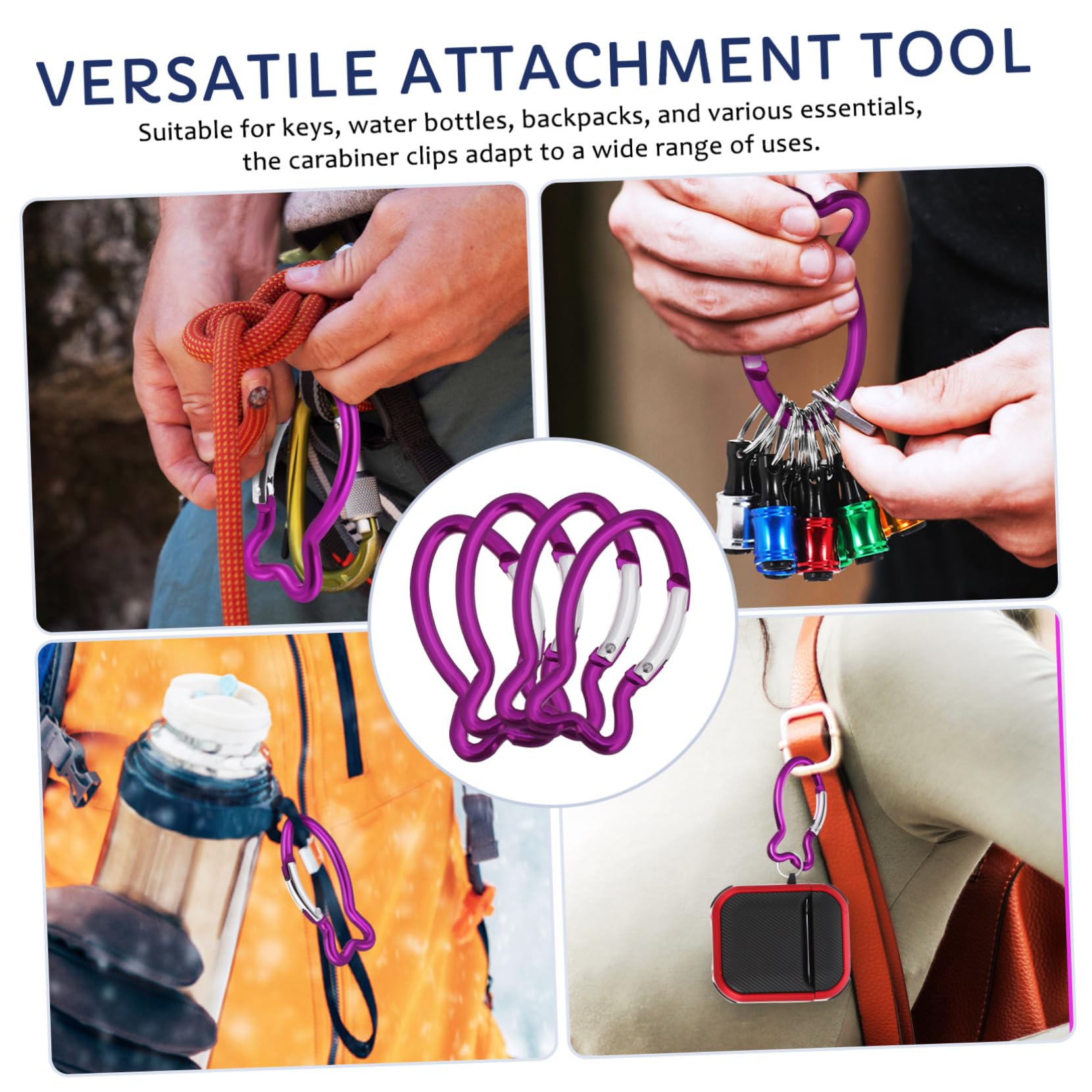 Mikikit Lot de 10 Carabiners en Aluminium Forme Poisson pour Porte-clés Robustes et Visibles, pour L'extérieur Camping