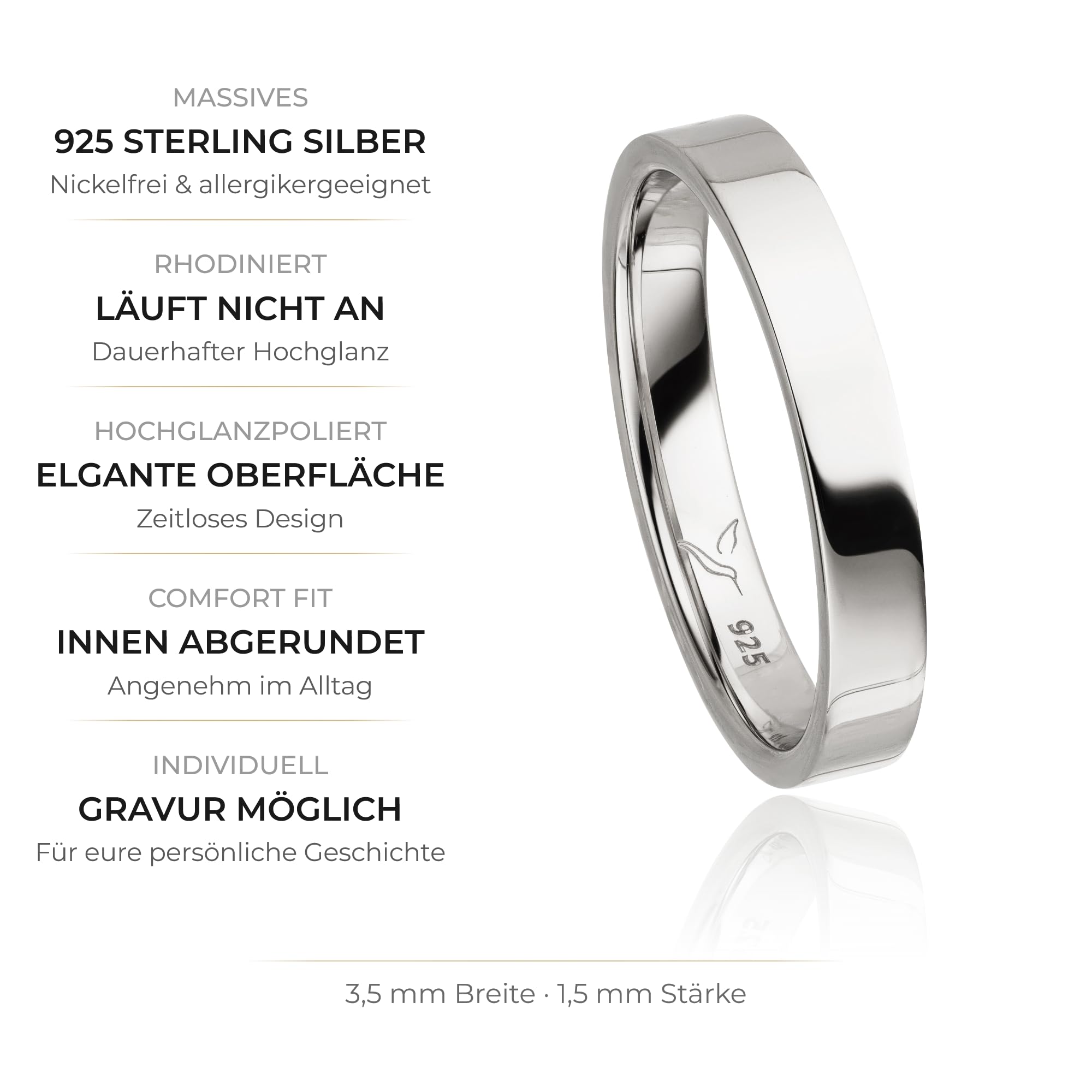 Kolibri Rings Freundschaftsring 925 Silber Partnerring Ehering Unisex Ring - Gratis Gravur und Etui