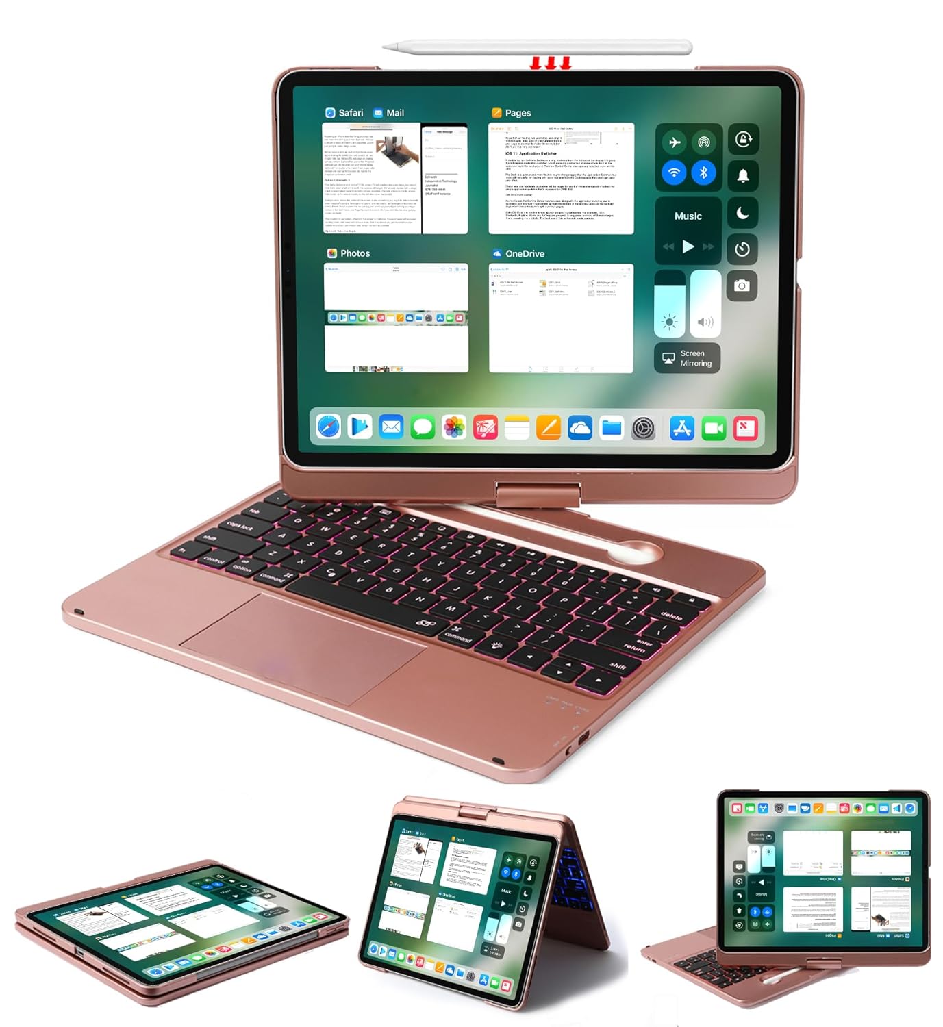 iPad Pro 12.9 Keyboard Case, Lenrich 360 Degree Rotating iPad Pro Case