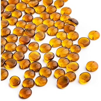 440g Amber Glass Marbles, Mini Flat Glass Beads  150 pcs for Vase Filler, Flower Bottom Mancala Gemstone Pebbles, Fish Tank Rocks for Table Aquarium, Home Decoration Arts Crafts Supplies 0.5-0.75"