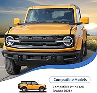 Vista 6 de JeCar Insertos de rejilla delantera, marco de rejilla de malla, accesorios exteriores compatibles con Ford Bronco 2021-2023, color negro