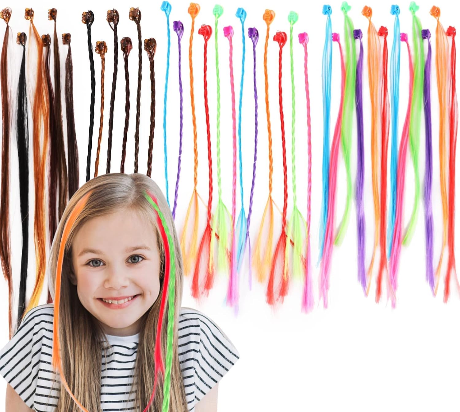Yafe 36 Pcs Hair Braids , Rainbow Hair Extensions Hair Extensions Hair