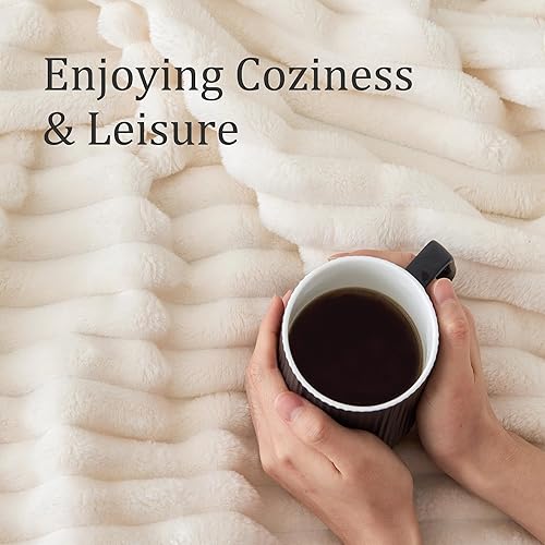 Miniatura 4 de BEDELITE - Manta de vellón para sofá, de 8.85 oz/yd², suave, cálida, esponjosa, decorativa, a rayas, ideal para regalar, para mujeres y hombres