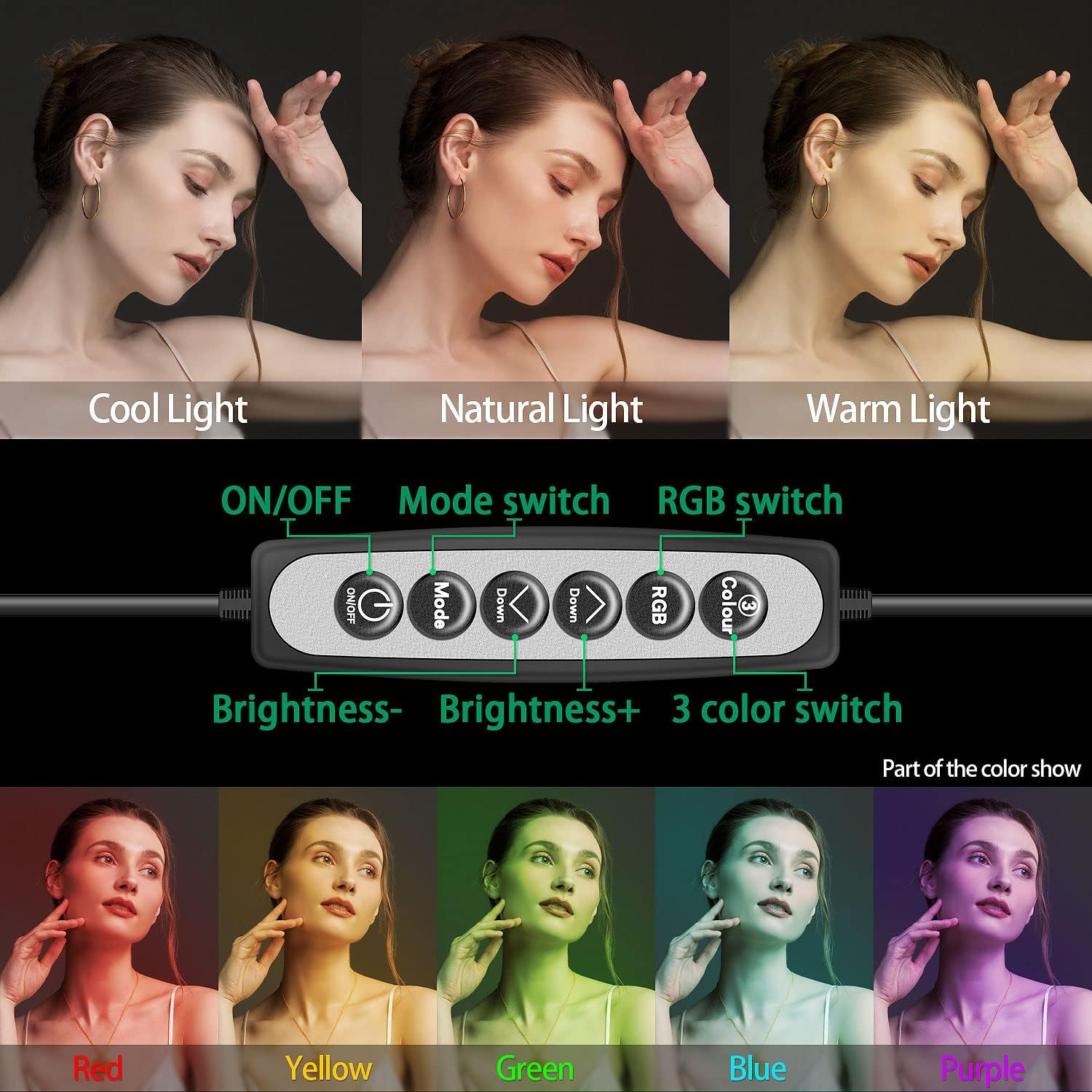 Super Sale 🛒 10'' Ring Light with Tripod Stand & Phone Holder - Multicolor RGB Selfie Circle Lights with Remote Control for TIK Tok YouTube Video Conferencing Makeup Photography Lighting