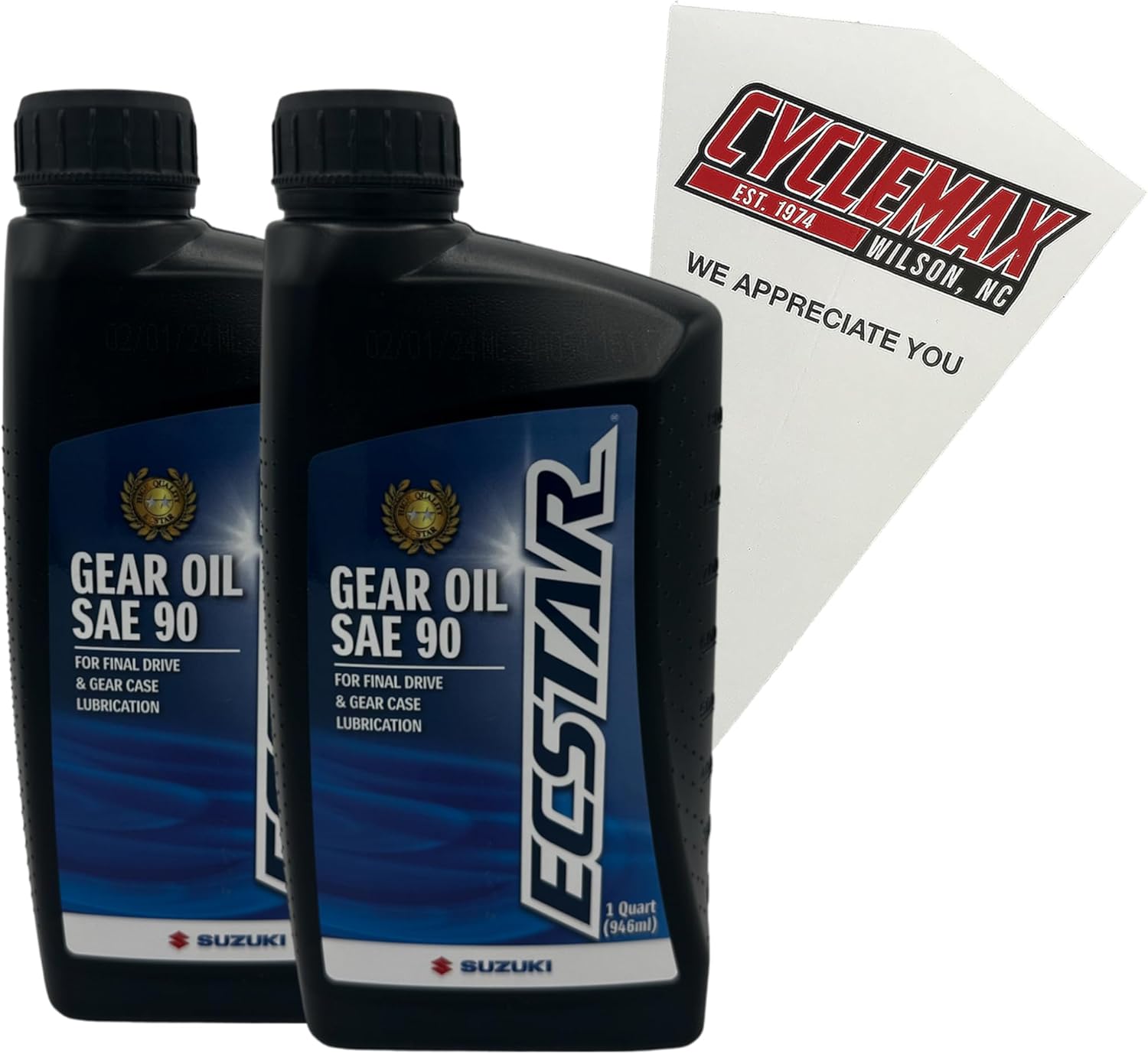 Cyclemax Two Pack compatible with Suzuki Ecstar Gear Oil SAE 90 990A0-01E81-01Q-2PACK Contains Two Ecstar Gear Oil SAE 90 and a Funnel