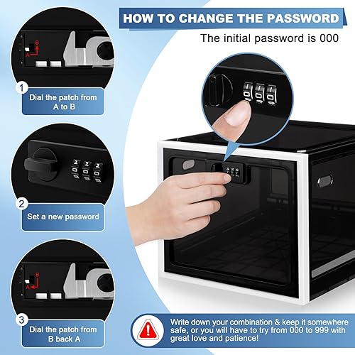 Miniatura 4 de Caja de seguridad para medicamentos seguros, caja de almacenamiento con cerradura de material premium, contenedor organizador con bloqueo y código