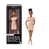 Barbie Signature – Barbie Basics Modello 08, bambola da collezione con capelli castani, abito e tacchi con cinturino color carne, vestibilità universale e corpo snodato, 6+ anni, JJX27