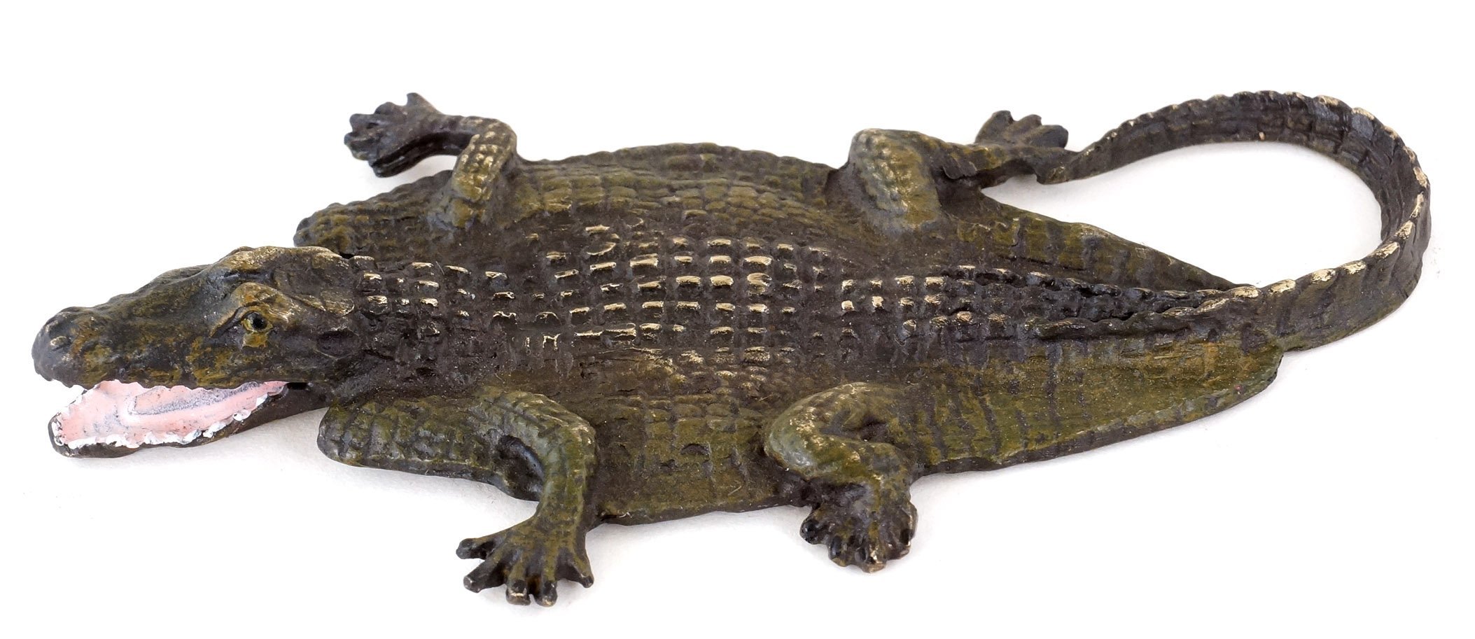 Vienna Bronze crocodile figurine peinte à la main art sculpture