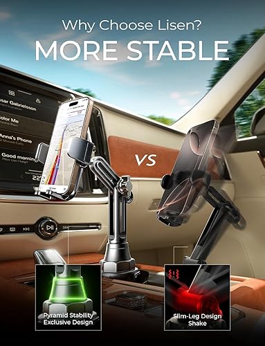 Miniatura 2 de LISEN Upgraded Version Cup Holder Phone Holder 360° Adjustable Long Neck Car Phone Mount Golf Cart Phone Holder, Valentines Day Gifts for iPhone 17