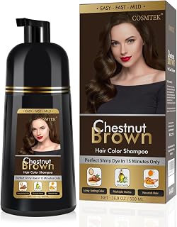 Chestnut Brown Hair Dye Shampoo Permanent for Men&Women,Instant Hair Color Shampoo for Gray Hair Coverage,16.9oz