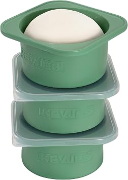 PLUS-Large 1000ml Pizza Dough Proofing Boxes for DIY Artisan Pizza, Food Grade Silicone Stackable Containers with Lids, Sturdy Reinforced Steel. Freezer, Fridge, Dishwasher Safe (3Green Plus)