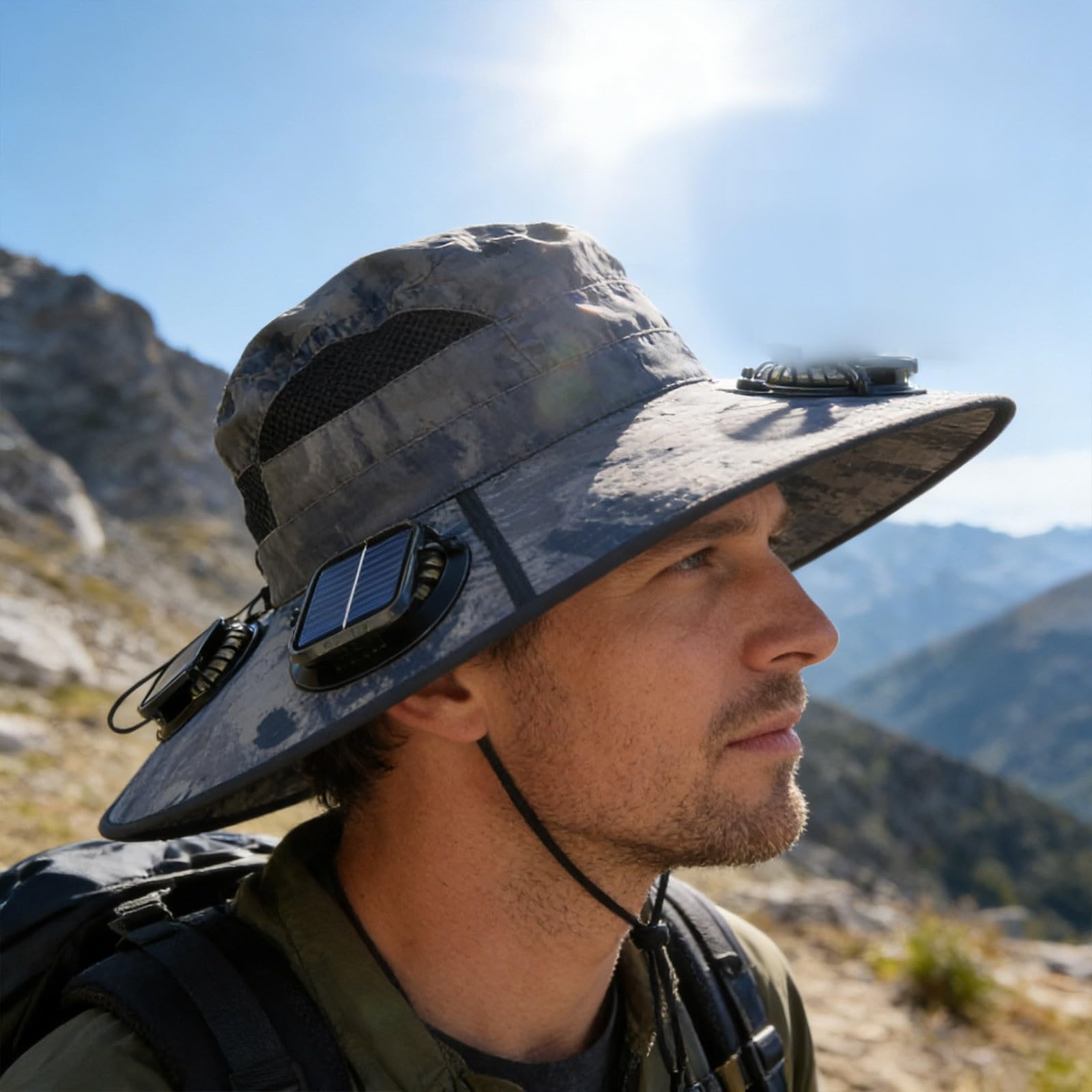 2026 Innovativo cappello da sole con sistema di raffreddamento integrato grazie a tre ventole, ricarica USB a energia solare per una protezione ottimale UPF 50+ per tutte le attività all'aperto