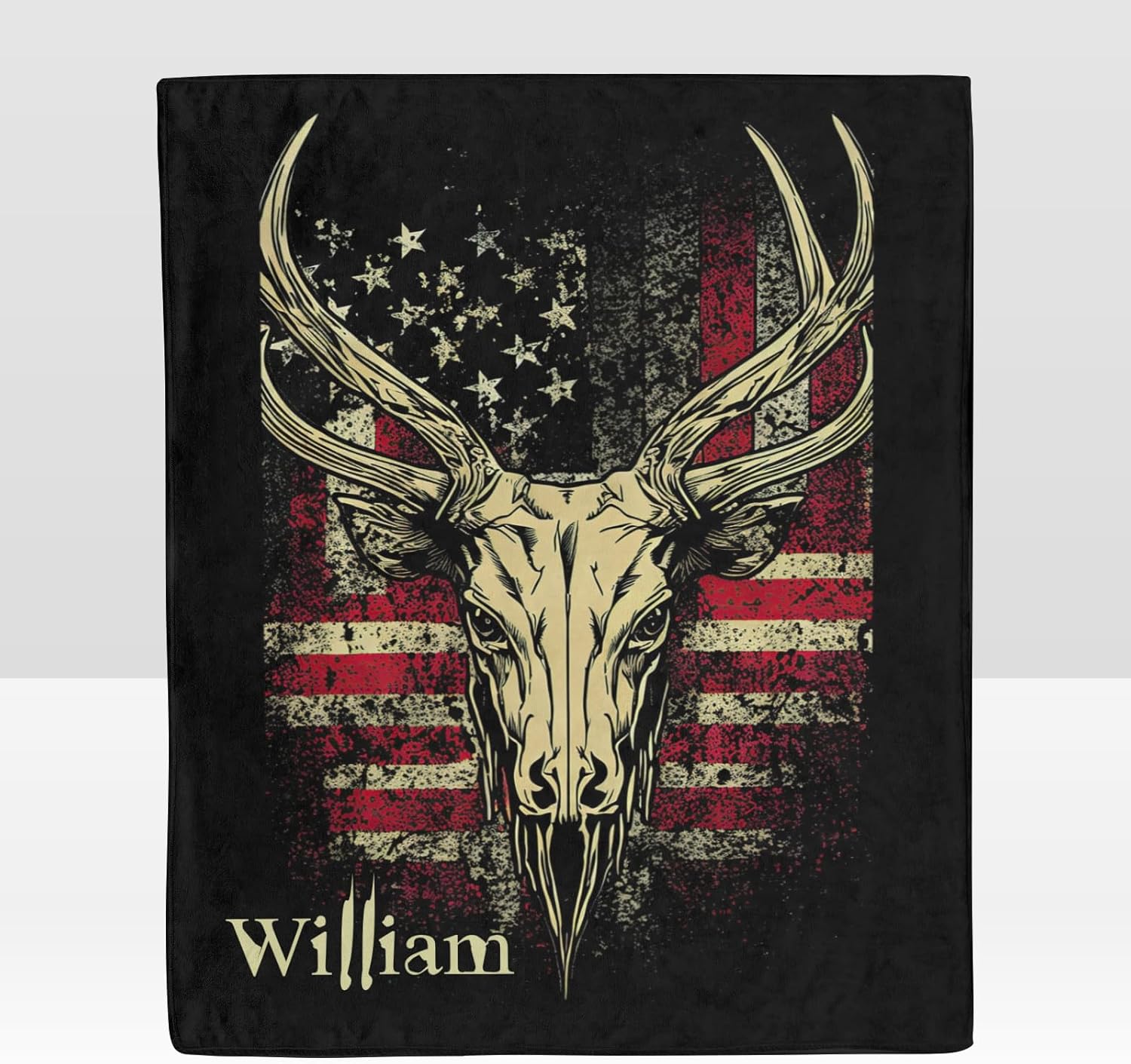Personalized American Flag Camouflage Deer Blanket with Name Text Custom Super Soft Fleece Fashion Throw Blankets for Couch Sofa Bed 60 X 80 inches