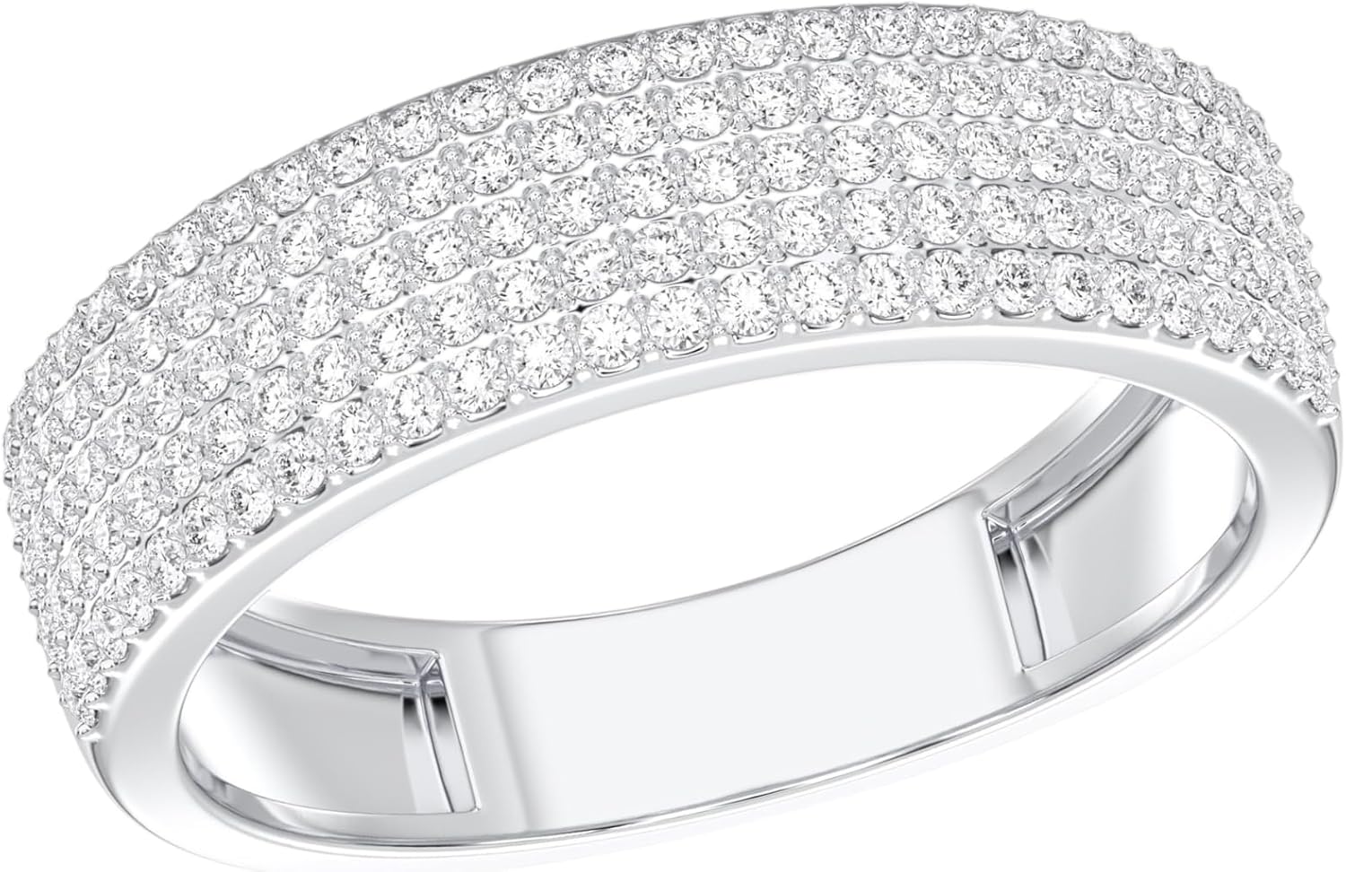 1.00 Carat F-G/VS Round Lab Grown Diamond 5 Row Luxurious 7mm Wide Unisex Wedding Band Made in Solid Gold