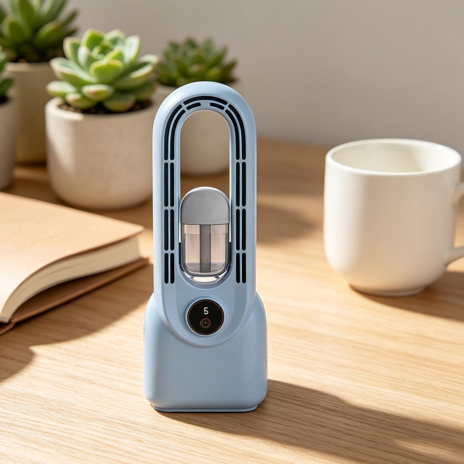 Ventilatore Da Scrivania Ricaricabile Ventilatore Senza Pale a 6 Velocità e | Fan a silenzioso, ricarica Type-C 1500mAh per auto, spiaggia, casa, camera da , ufficio, esterno, comodi
