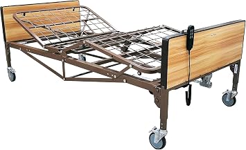 Full Electric Bariatric Hospital Bed, Century Heavy Duty 42" x 80" with Foam Mattress and Half Rail Package -600lbs Weight Limit Bed + Mattress