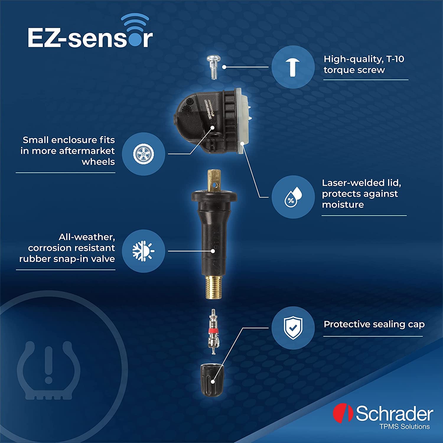 Schrader EZ-Sensor GO The Market’s Fastest programmable TPMS Sensor! 4 Pack Tire Pressure Monitoring System- 33560 tire Pressure Sensor (4 Pack)
