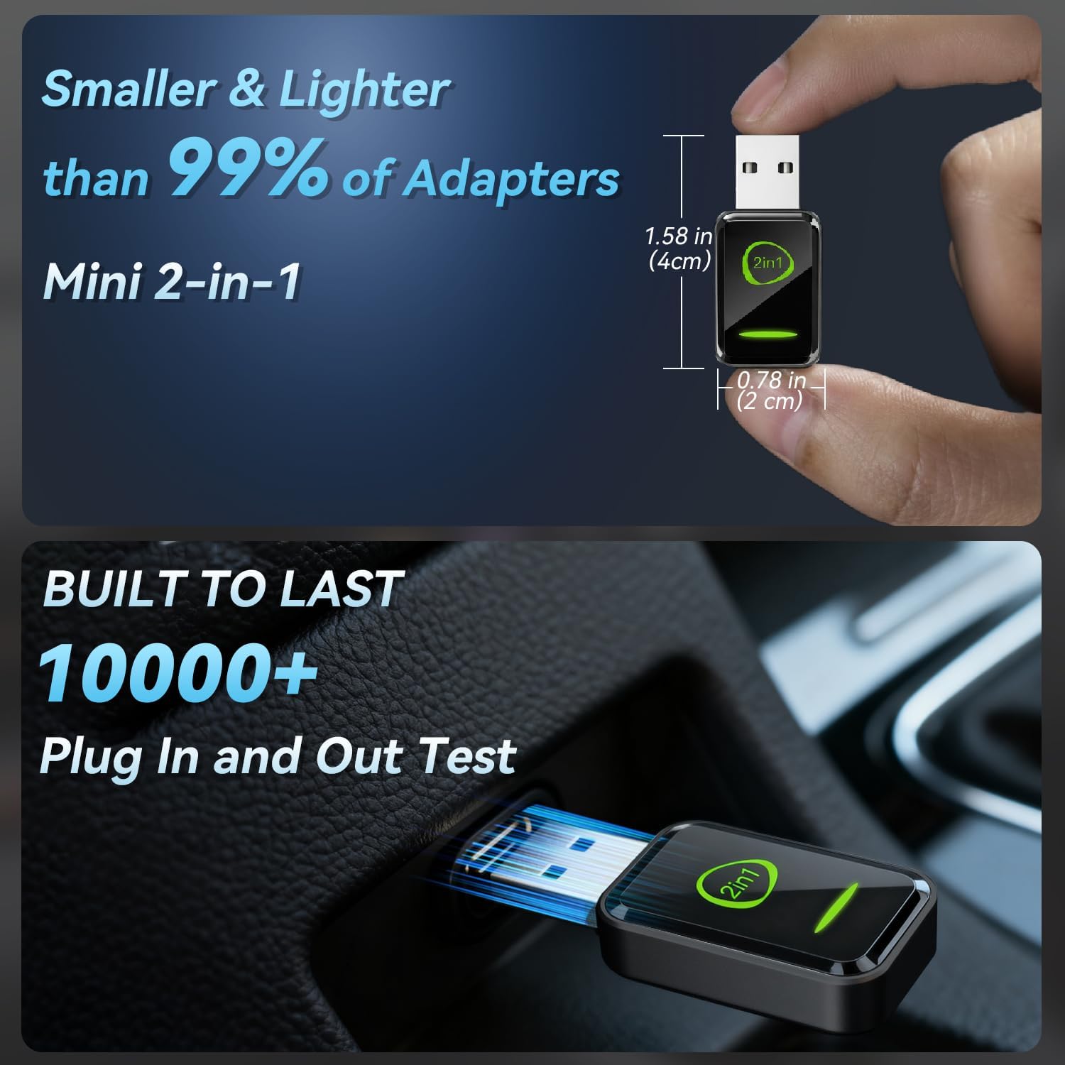 Mini Wireless CarPlay Adapter for Apple iPhone iOS 10+,No Delay & Fast, Plug & Play, Multi-User Seamless Connection for Convert Wired to Wireless Carplay Dongle for 2016+ Cars, USB-A/Type-C Port