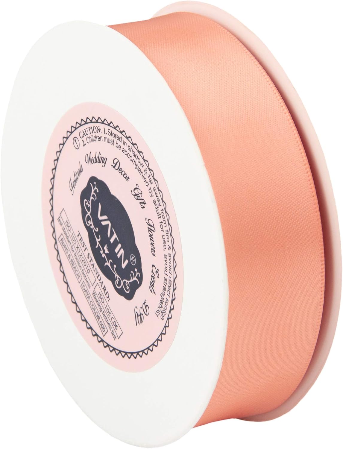 VATIN 25mm Double Faced Polyester Satin Ribbon Salmon, 23 Metre/Spool, Perfect for Wedding Wreath - Image 4